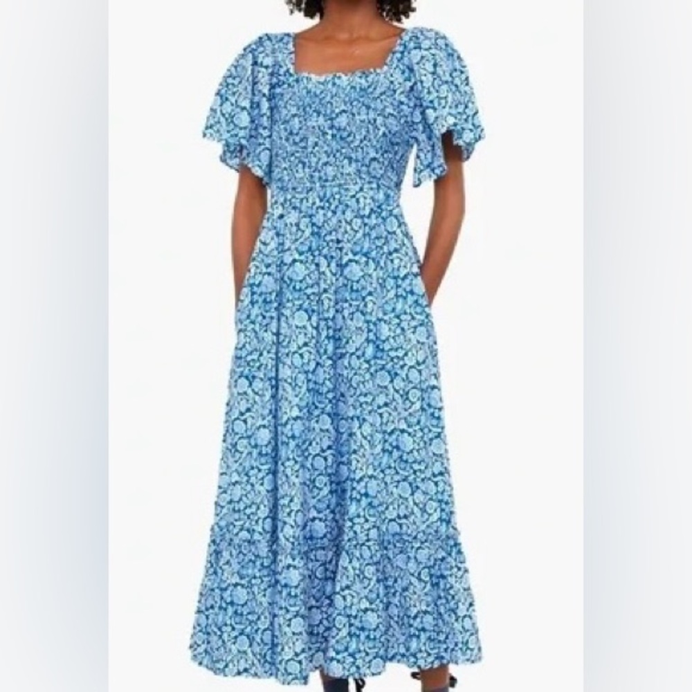 SOLD⚠️Tuckernuck Pink City Prints PCP Lolita dress in blue white floral small - Picture 1 of 5